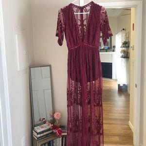 Lace Maxi Romper Dress